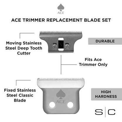 StyleCraft Ace Fixed Stainless Steel Replacement Trimmer Blade w/ Moving Stainless Steel Deep Cutter