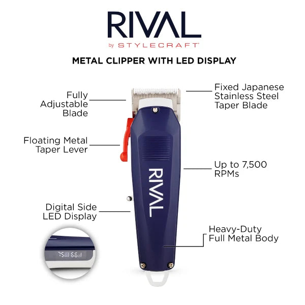 Stylecraft Professional Rival with Digital Display Cordless Clipper