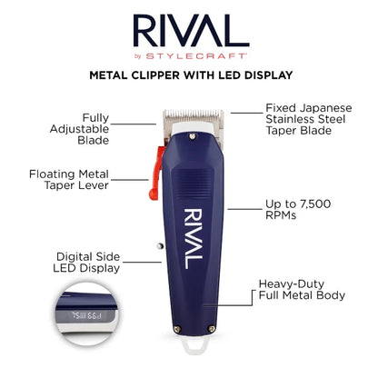 Stylecraft Professional Rival with Digital Display Cordless Clipper